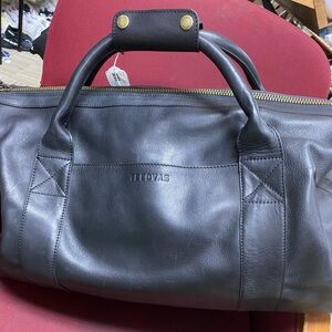 Tecovas Black Leather Duffel Bag with Brass Accents